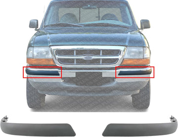Set of 2 Front Bumper Molding Plastic Textured Left Driver & Right Passenger Side Direct Replacement Compatible With 1998 Ford Ranger FO1059276 FO1058276 F87Z17K833AAA F87Z17K833AAB