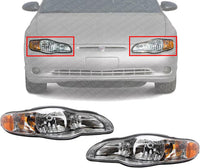 Set Of 2 Front Headlight Composite Assembly Halogen Right Passenger & Left Driver Side Direct Replacement Compatible With 2000-2005 Chevrolet Monte Carlo GM2503212 GM2502212 10349959