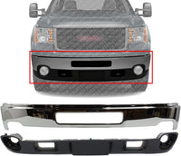 AUTOS PARTS PLUS Front Bumper Chrome Steel + Lower Valance Air Deflector Textured Direct Replacement Compatible With 2011-2014 GMC Sierra 2500HD 3500HD GM1002839 GM1092216 22755085 25998989