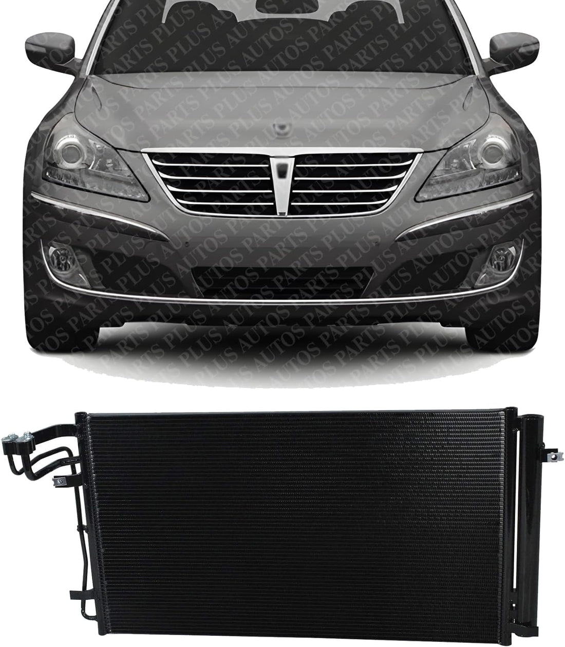 AUTOS PARTS PLUS Front A/C Condenser Aluminum Core Direct Replacement Compatible With 2012-2013 Hyundai Equus HY3030151 976063N100