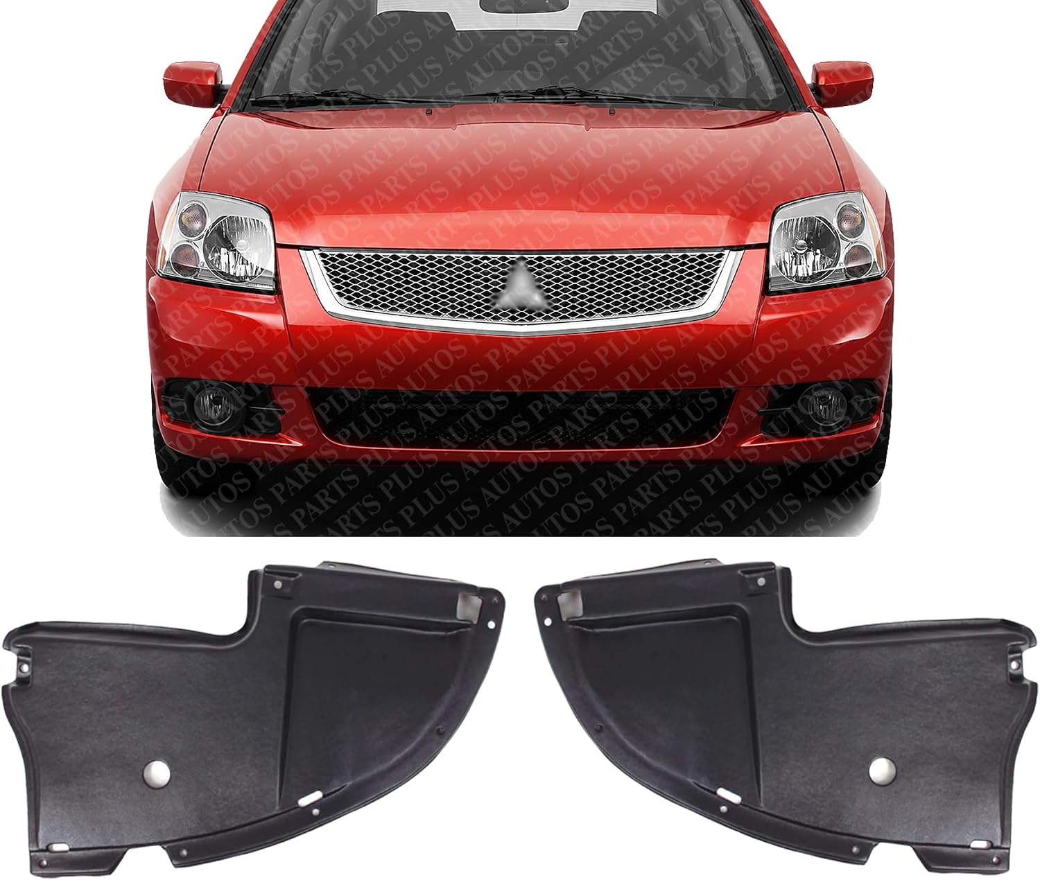 Set of 2 Front Engine Splash Shield Under Cover Plastic Left Driver & Right Passenger Side Direct Replacement Compatible with 2004-2012 Mitsubishi Galant MI1228103 MI1228104