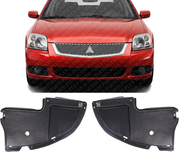 Set of 2 Front Engine Splash Shield Under Cover Plastic Left Driver & Right Passenger Side Direct Replacement Compatible with 2004-2012 Mitsubishi Galant MI1228103 MI1228104