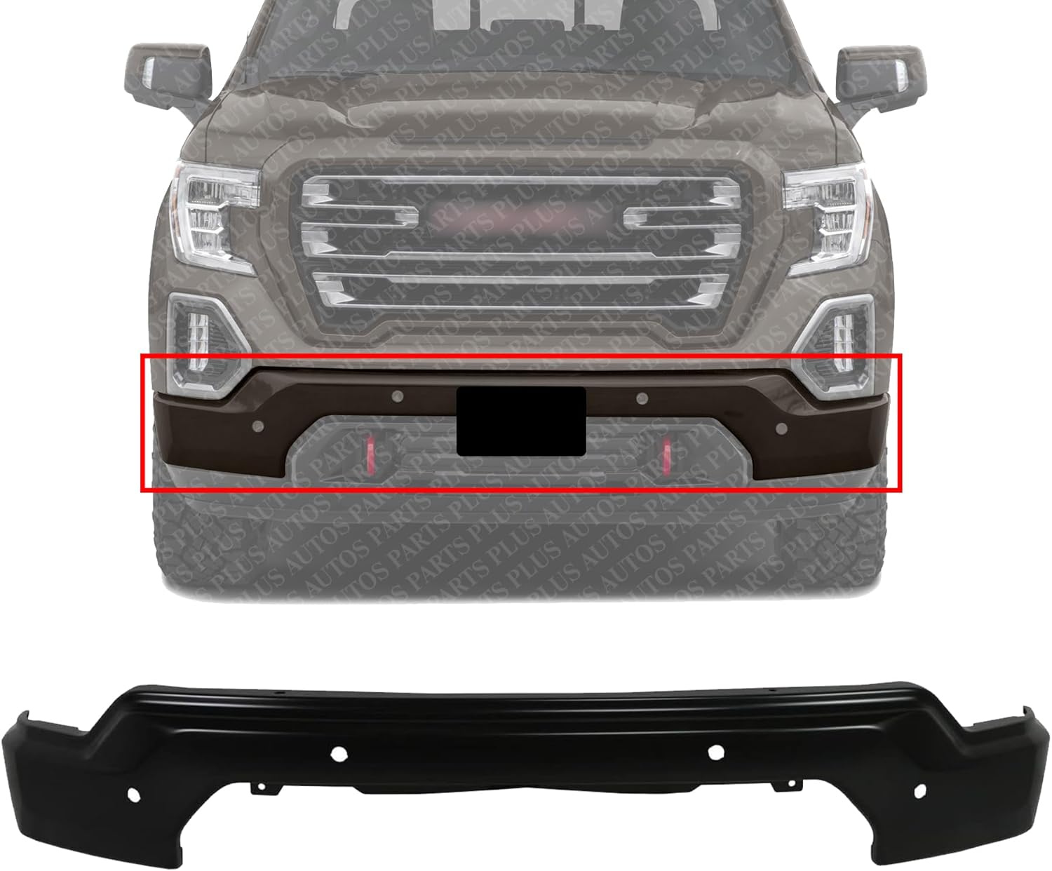 Front Bumper Face Bar Steel with Park Assist Sensors Direct Replacement Compatible With 2019-2021 GMC Sierra 1500 GM1002877
