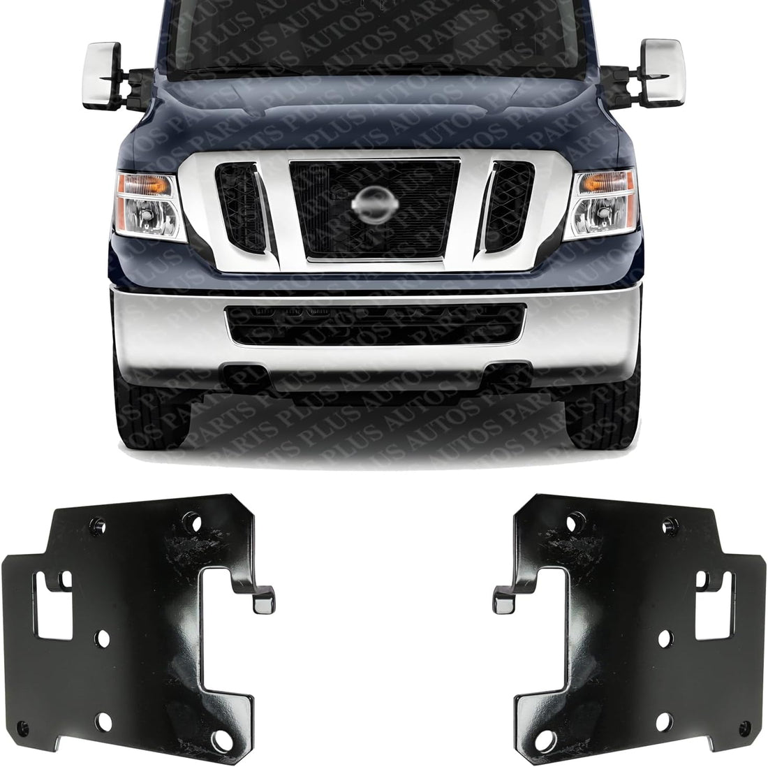 Set of 2 Front Bumper Bracket Steel Left Driver & Right Passenger Side Direct Replacement Compatible with 2012-2021 Nissan NV Series Full Size Van NI1066149 NI1067149