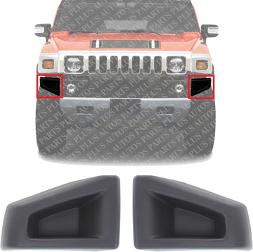 Set Of 2 Front Bumper End Cap Textured Left Driver & Right Passenger Side Direct Replacement Compatible With 2003-2009 Hummer H2 HU1004100 HU1005100 88944406 88944407