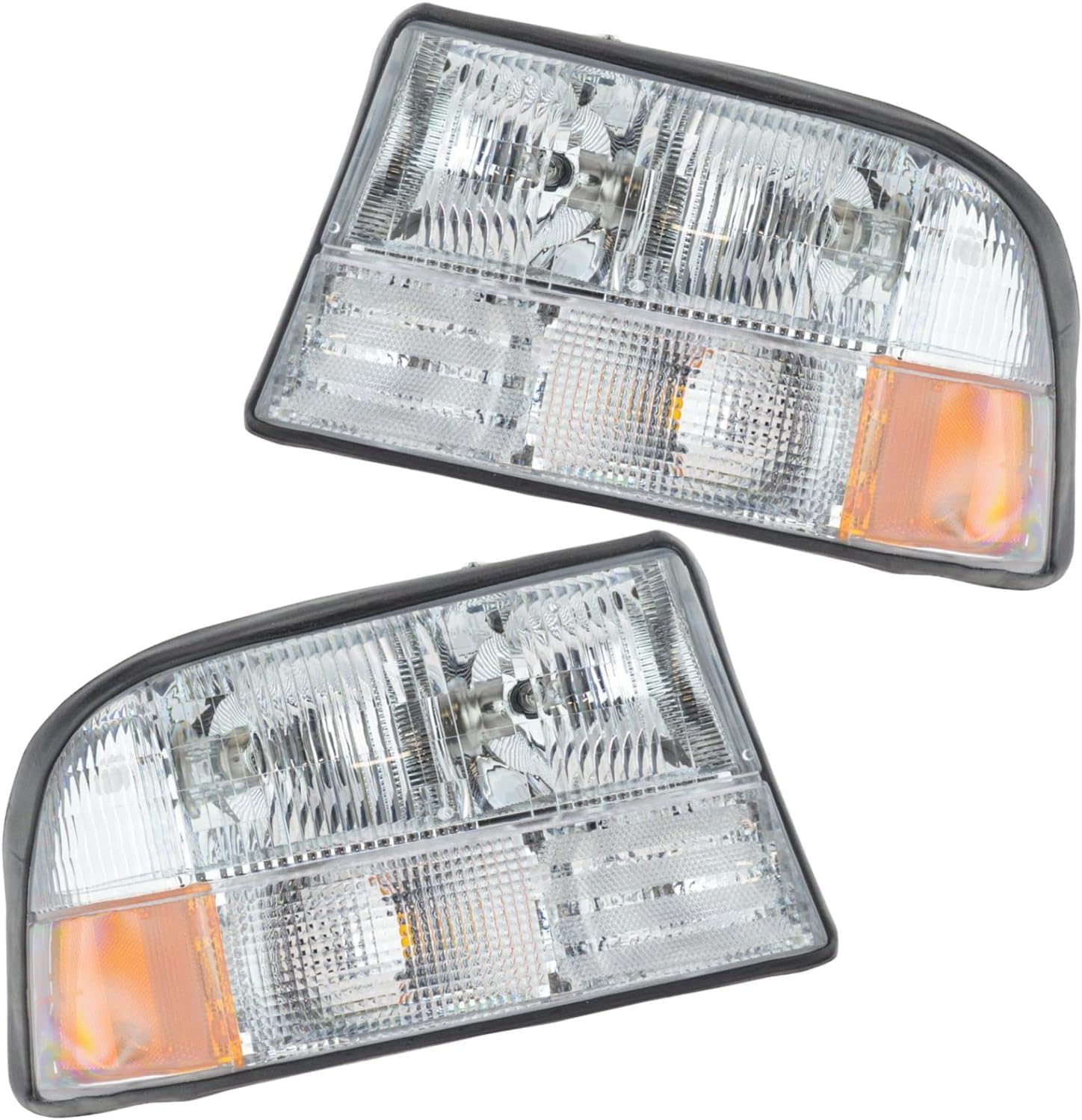 Set Of 2 Front Headlight Without Fog Lights Right & Left Side Direct Replacement Compatible With 1998-2001 Oldsmobile Bravada / 1998-2004 GMC Sonoma / 1998-2005 Jimmy GM2502174