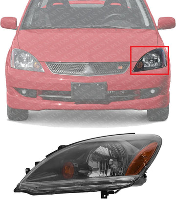 Front Head Light Assembly Plastic Left Driver Side Direct Replacement Compatible With 2004-2007 Mitsubishi Lancer MI2502135 MN154899