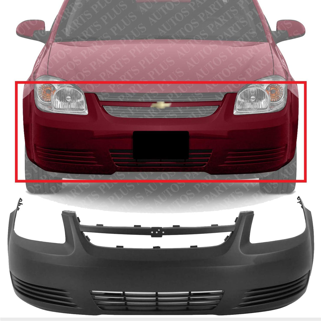 Front Bumper Cover Primed Without Fog Light Holes Direct Replacement Compatible With 2005-2010 Chevrolet Cobalt GM1000733 19120183