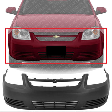 Front Bumper Cover Primed Without Fog Light Holes Direct Replacement Compatible With 2005-2010 Chevrolet Cobalt GM1000733 19120183