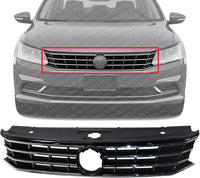 Front Grille Assembly Primed Shell And Insert Plastic Direct Replacement Compatible With 2016-2019 Volkswagen Passat VW1200169 561853651HOQE