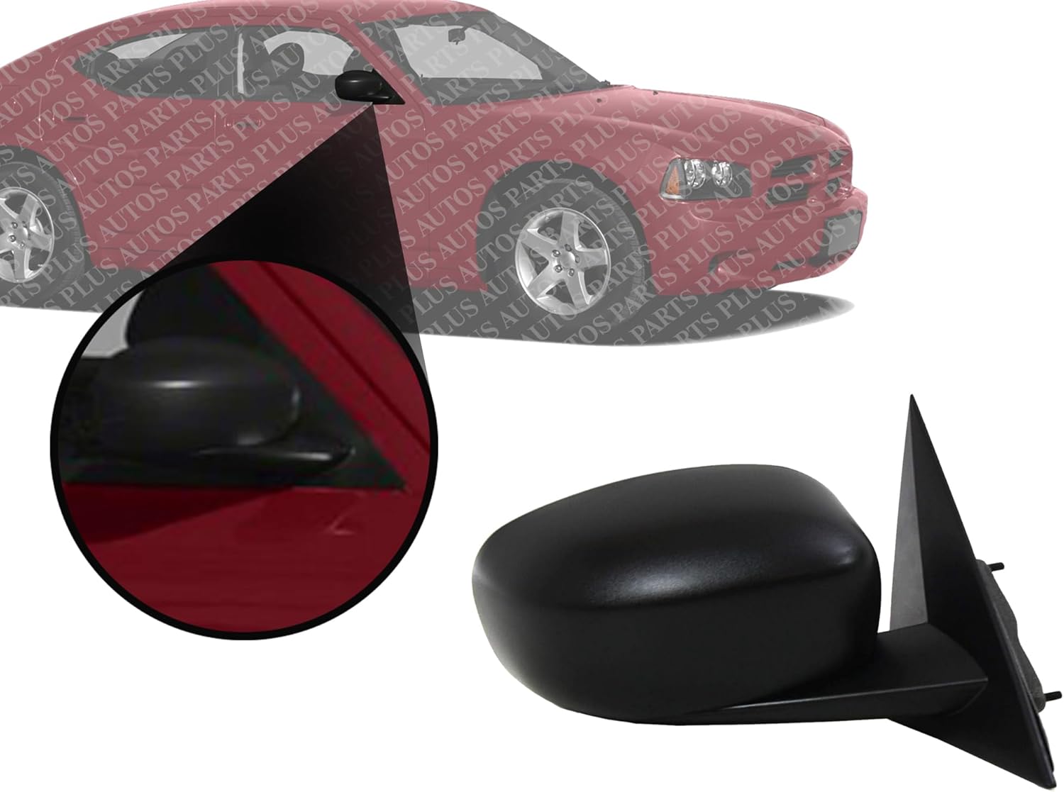 Front Power Mirror Non-Folding Textured Right Passenger Side Direct Replacement Compatible With 2006-2010 Dodge Charger / 2007-2010 Chrysler 300 CH1321230 CH1321294 4805980AI-PFM