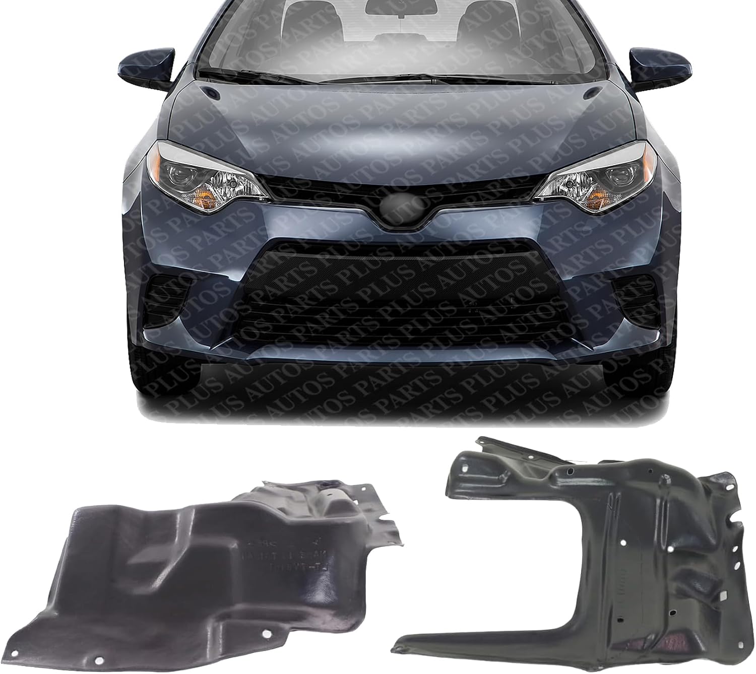Set of 2 Front Engine Splash Shield Under Cover Plastic Left Driver & Right Passenger Side Direct Replacement Compatible with 2014-2019 Toyota Corolla TO1228202 TO1228201