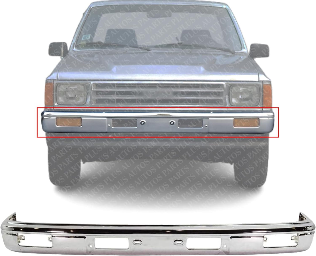 Front Bumper Face Bar Chrome Steel Direct Replacement Compatible With 1987-1988 Toyota Pickup TO1002105 5210189101