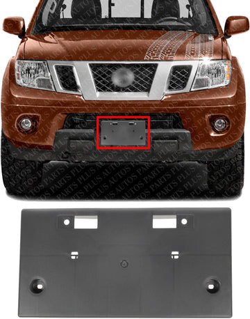 AUTOS PARTS PLUS Front License Plate Bracket Factory Installed Steel Direct Replacement Compatible with 2005-2019 Nissan Frontier NI1068136 96210EA800