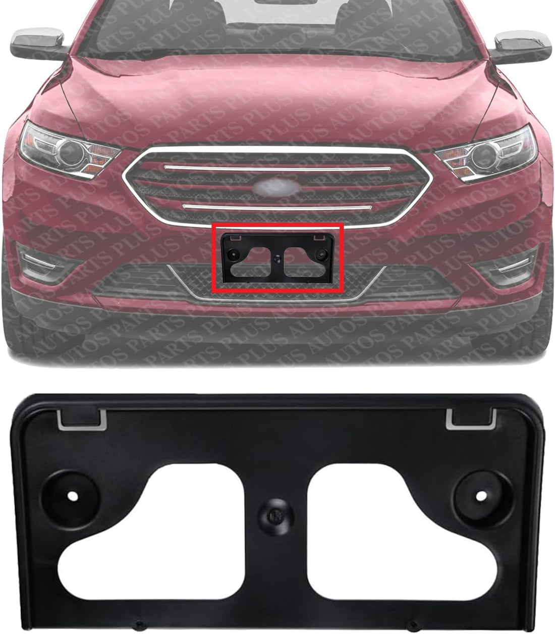 Front License Plate Bracket Primed Plastic Direct Replacement Compatible with 2013-2019 Ford Taurus/Police Interceptor FO1068150 DG1Z17A385AA
