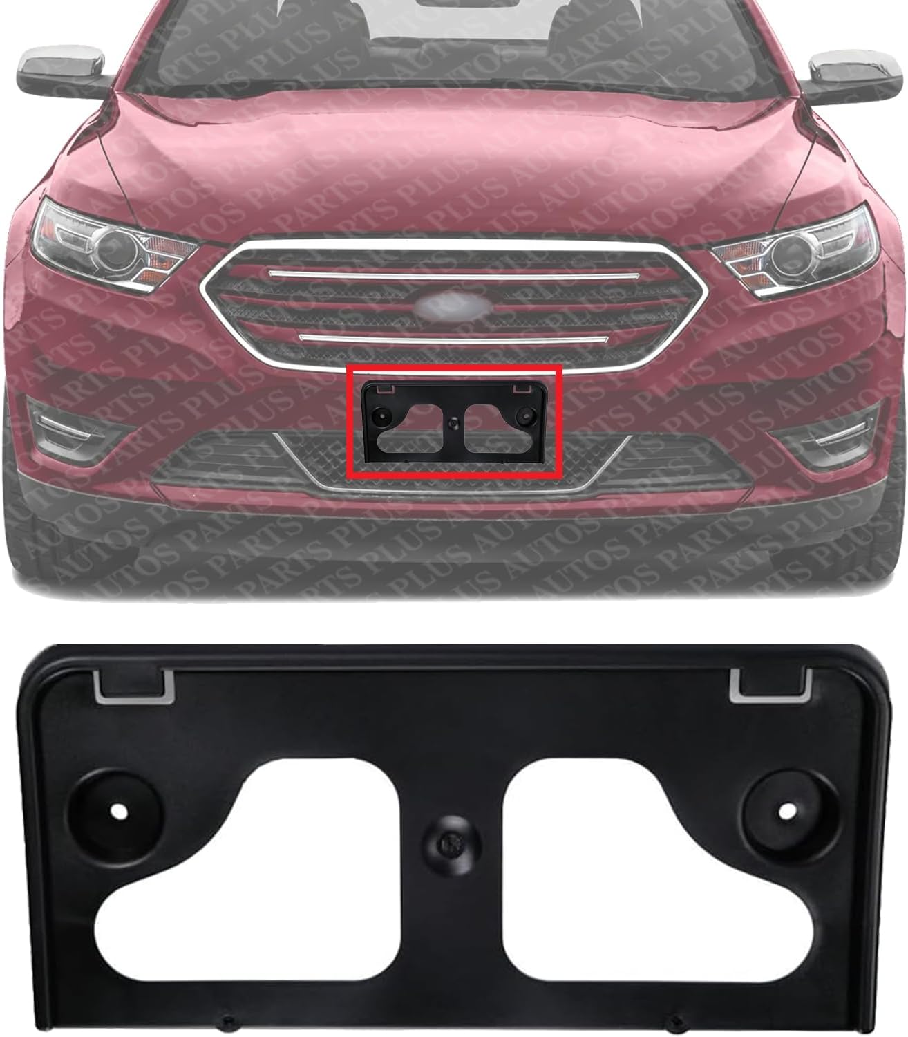 Front License Plate Bracket Primed Plastic Direct Replacement Compatible with 2013-2019 Ford Taurus/Police Interceptor FO1068150 DG1Z17A385AA