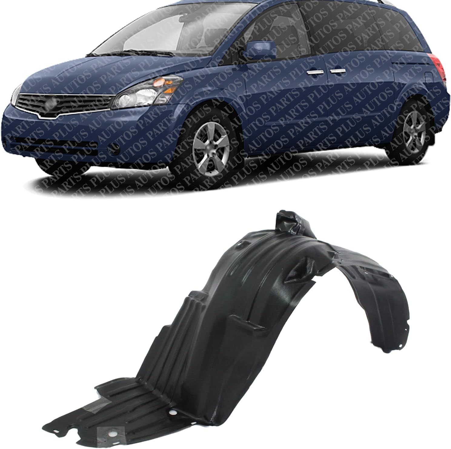 Front Fender Liner Left Driver Side Direct Replacement Compatible With 2004-2009 Nissan Quest NI1250117 63843CK000