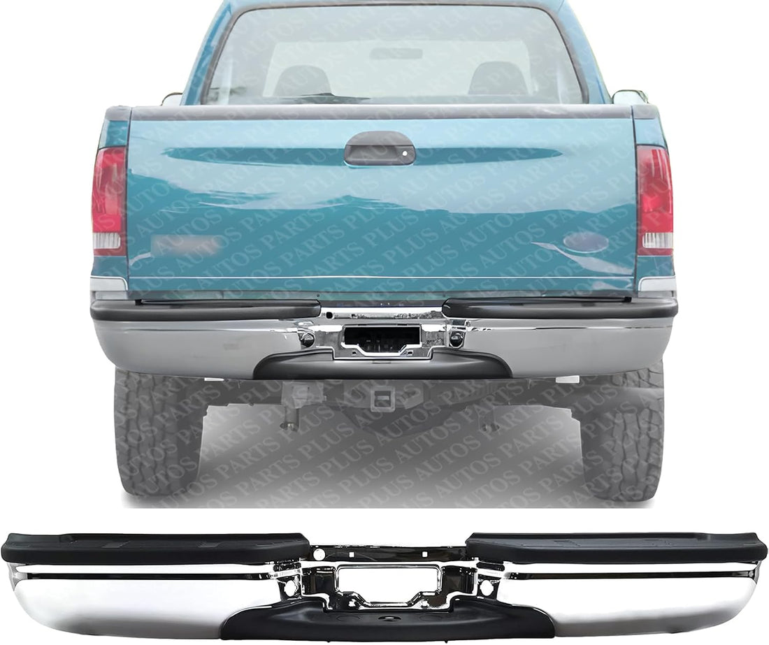 Rear Step Bumper Assembly Chrome Steel Direct Replacement Compatible With 1999-2007 Ford F-Series Super Duty FO1101141 YC3Z17906GA-PFM
