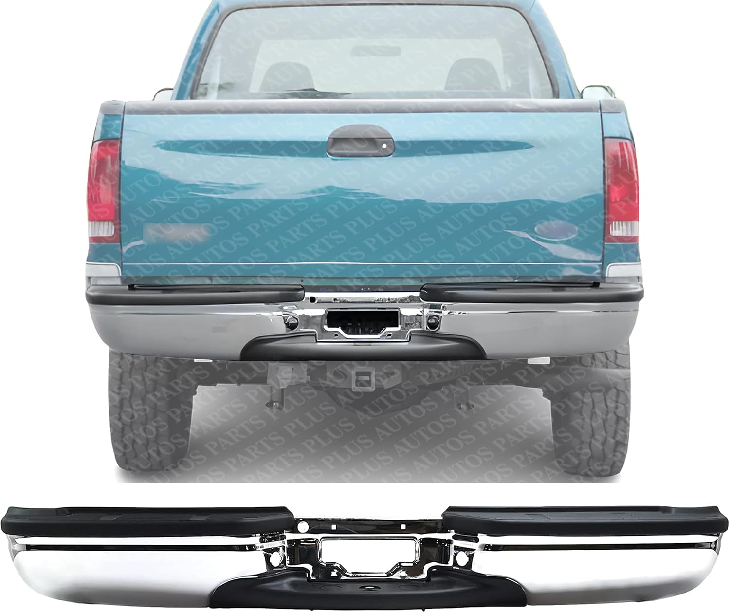 Rear Step Bumper Assembly Chrome Steel Direct Replacement Compatible With 1999-2007 Ford F-Series Super Duty FO1101141 YC3Z17906GA-PFM