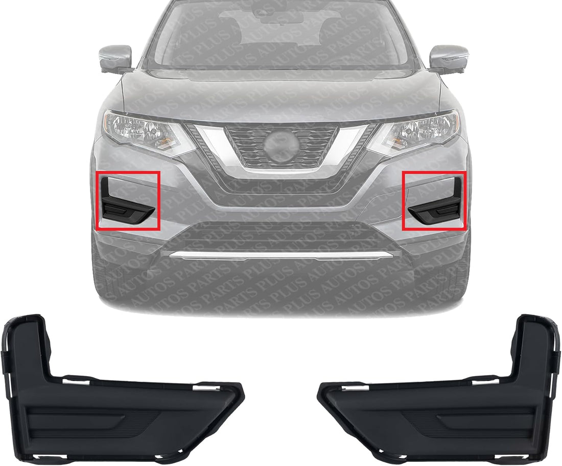 Set Of 2 Front Fog Light Cover Textured Left Driver & Right Passenger Side Direct Replacement Compatible With 2017-2020 Nissan Rogue NI1039148 NI1038148 622566FL0A 622576FL0A