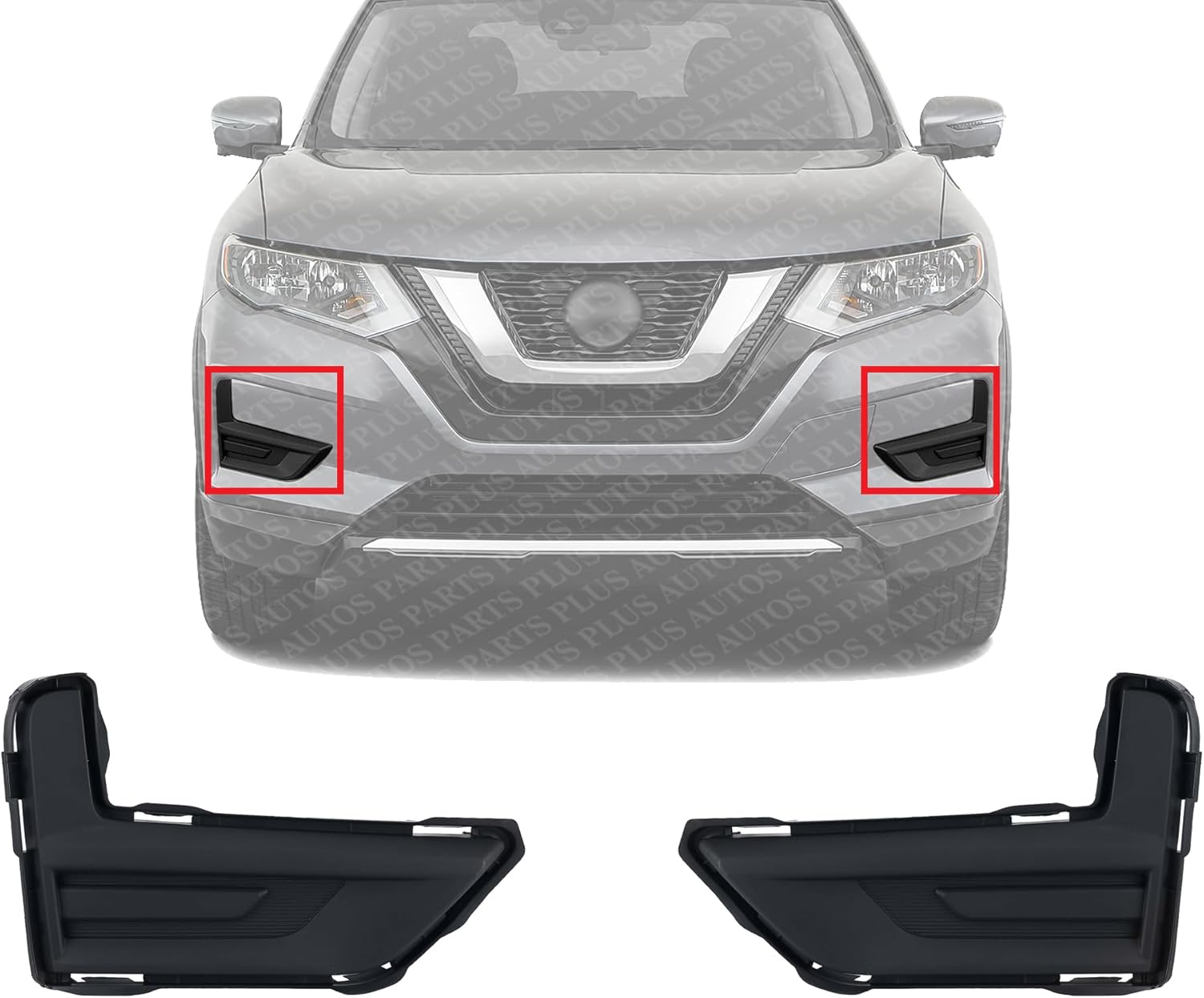 Set Of 2 Front Fog Light Cover Textured Left Driver & Right Passenger Side Direct Replacement Compatible With 2017-2020 Nissan Rogue NI1039148 NI1038148 622566FL0A 622576FL0A