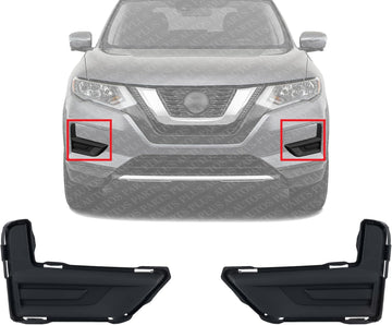 Set Of 2 Front Fog Light Cover Textured Left Driver & Right Passenger Side Direct Replacement Compatible With 2017-2020 Nissan Rogue NI1039148 NI1038148 622566FL0A 622576FL0A