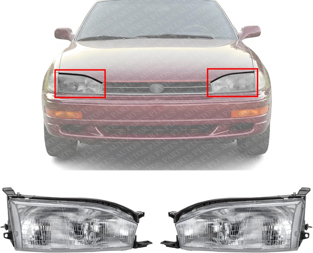 Set Of 2 Front Headlights Assembly Right Passenger & Left Driver Side Direct Replacement Compatible With 1992-1994 Toyota Camry TO2503105 TO2502105 8111006011 8115006011
