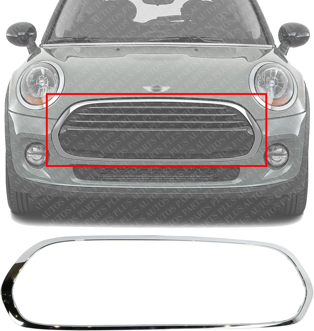 Front Grille Molding Chrome Plastic Direct Replacement Compatible With 2014-2021 Mini Cooper MC1202100 51137300589