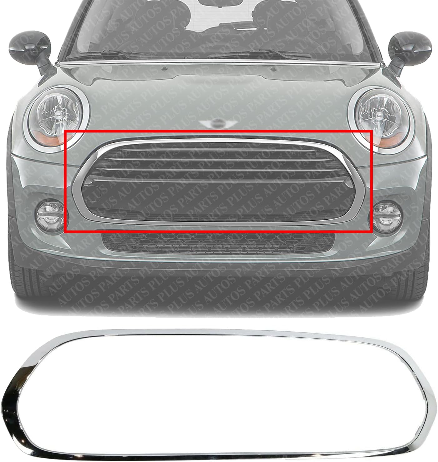 Front Grille Molding Chrome Plastic Direct Replacement Compatible With 2014-2021 Mini Cooper MC1202100 51137300589