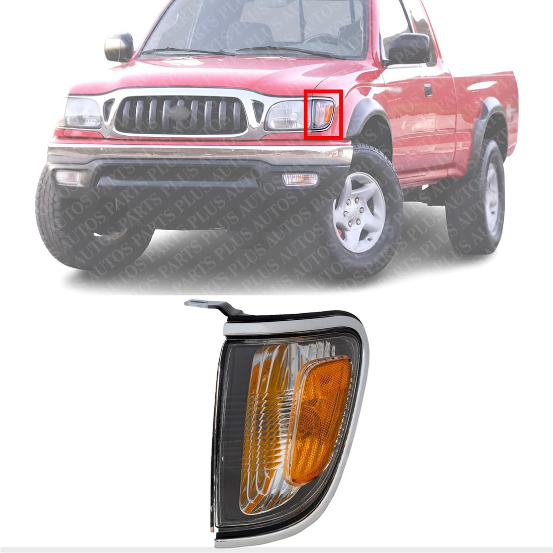 Front Corner Lights Assembly With Chrome Trim Left Driver Side Direct Replacement Compatible With 2001-2004 Toyota Tacoma TO2520161 8162004080