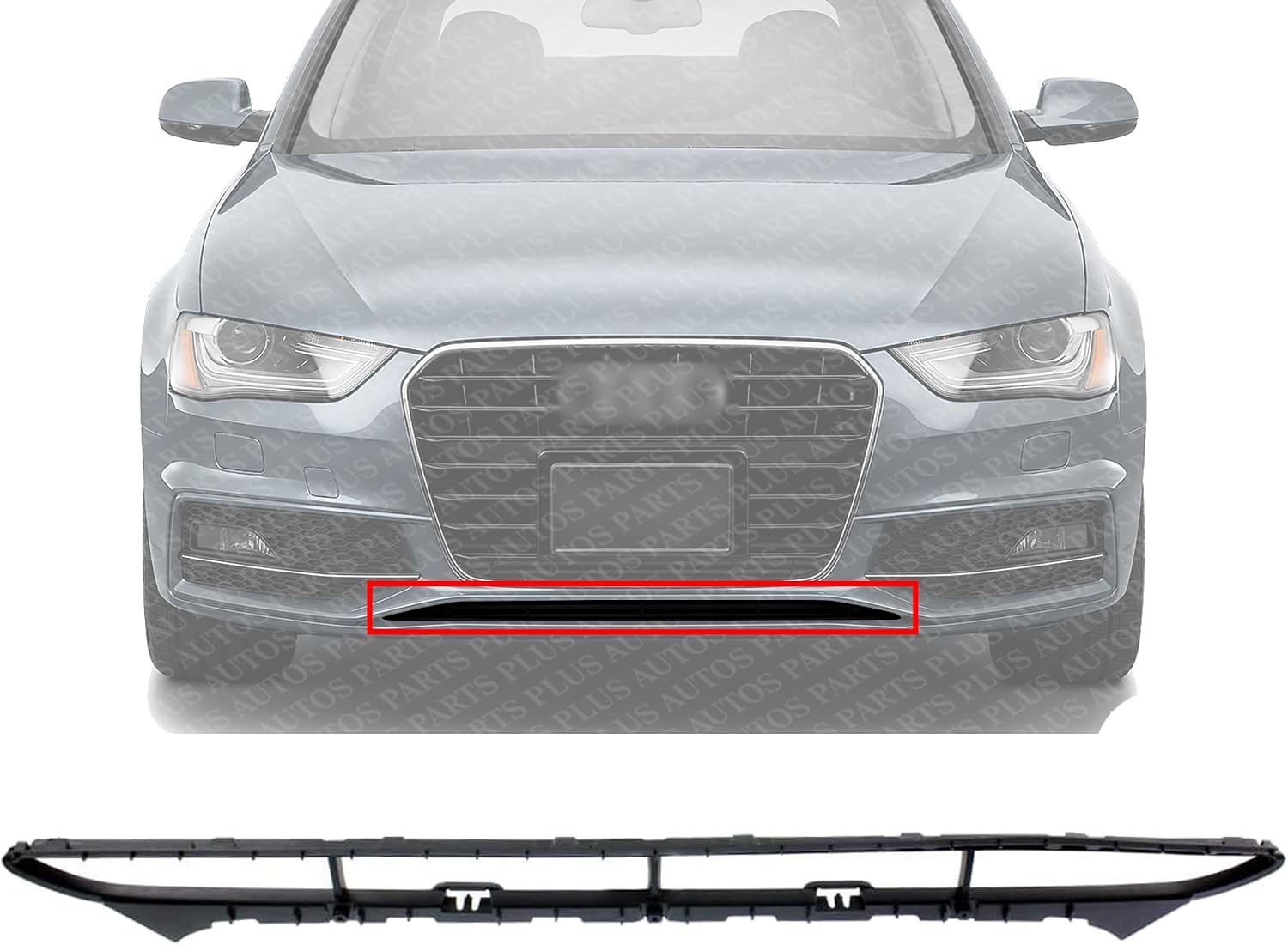 Front Bumper Grille Primed Plastic Direct Replacement Compatible With 2013-2016 Audi A4 / Quattro AU1036107 8K0807683