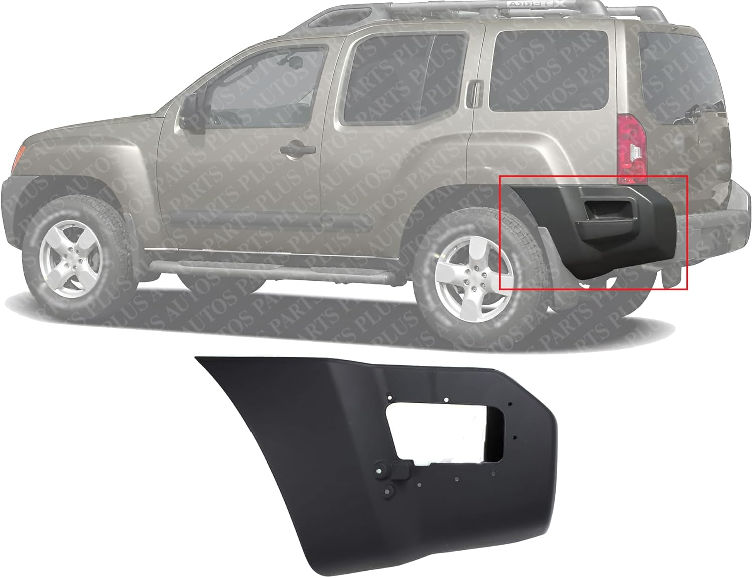 Rear Bumper End Cap Textured Left Driver Side Direct Replacement Compatible With 2005-2015 Nissan Xterra NI1104116 H5025EA00A