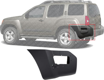 Rear Bumper End Cap Textured Left Driver Side Direct Replacement Compatible With 2005-2015 Nissan Xterra NI1104116 H5025EA00A