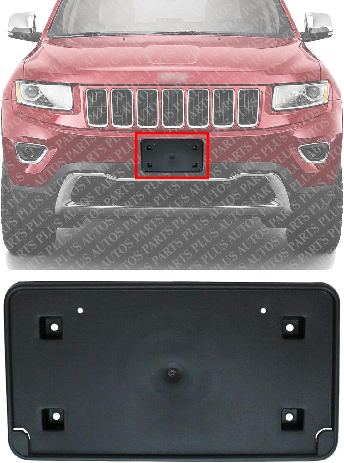 Front License Plate Bracket Direct Replacement Compatible with 2014-2016 Jeep Grand Cherokee CH1068124 68144511AD