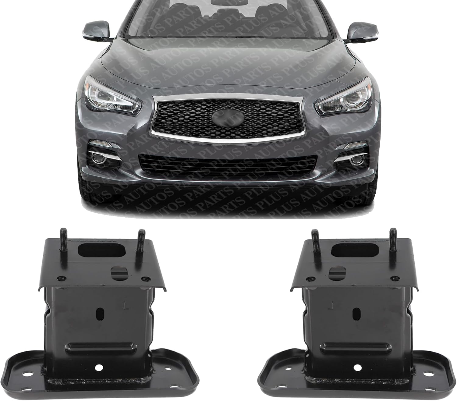Set of 2 Front Bumper Stay Bracket Steel Left Driver & Right Passenger Side Direct Replacement Compatible with 2014-2023 Infiniti Q50 IN1067108 IN1066108 622104GA0A 622114GA0A