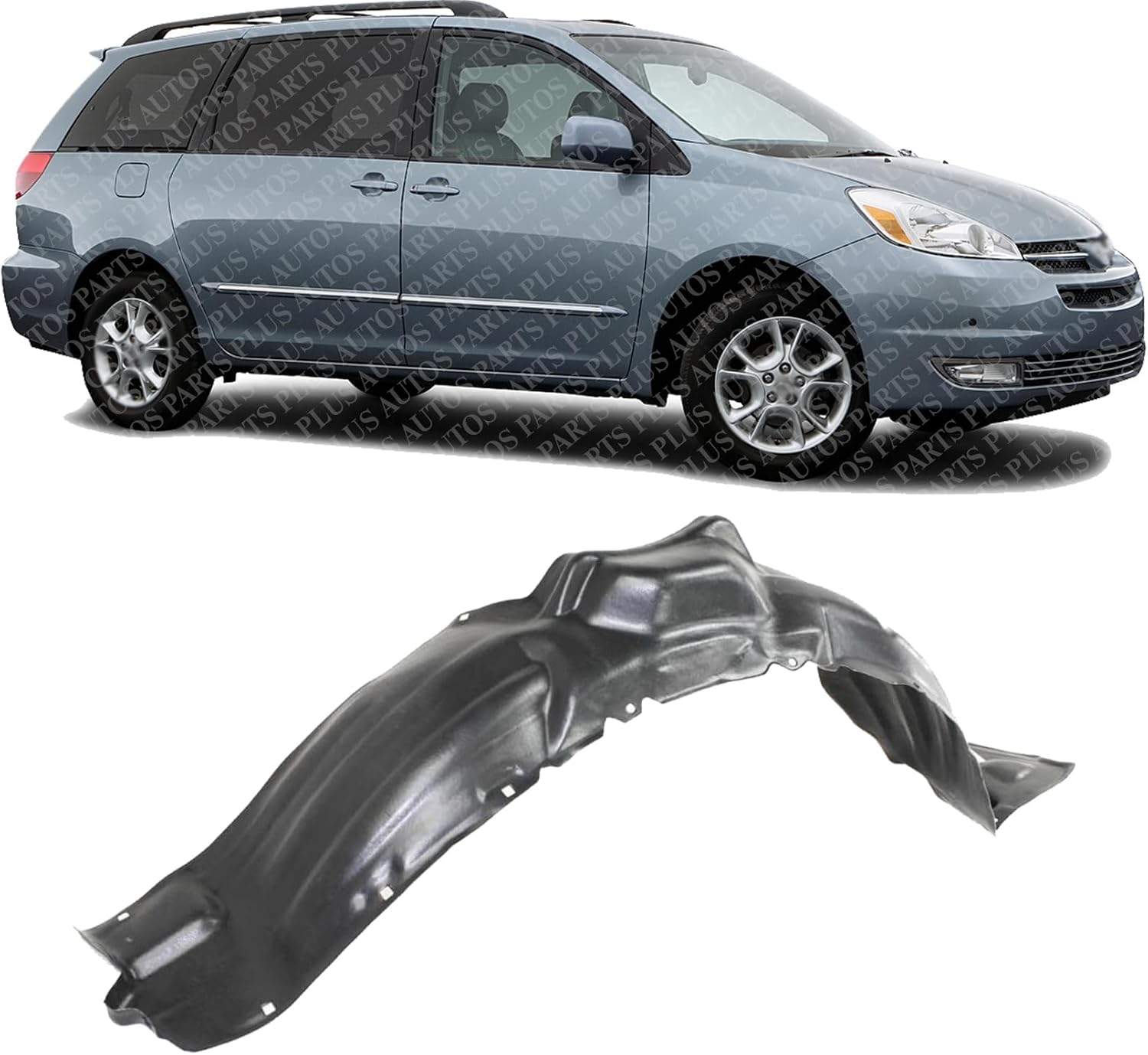 Front Fender Liner Right Passenger Side Direct Replacement Compatible With 2004-2005 Toyota Sienna TO1249130 53875AE010