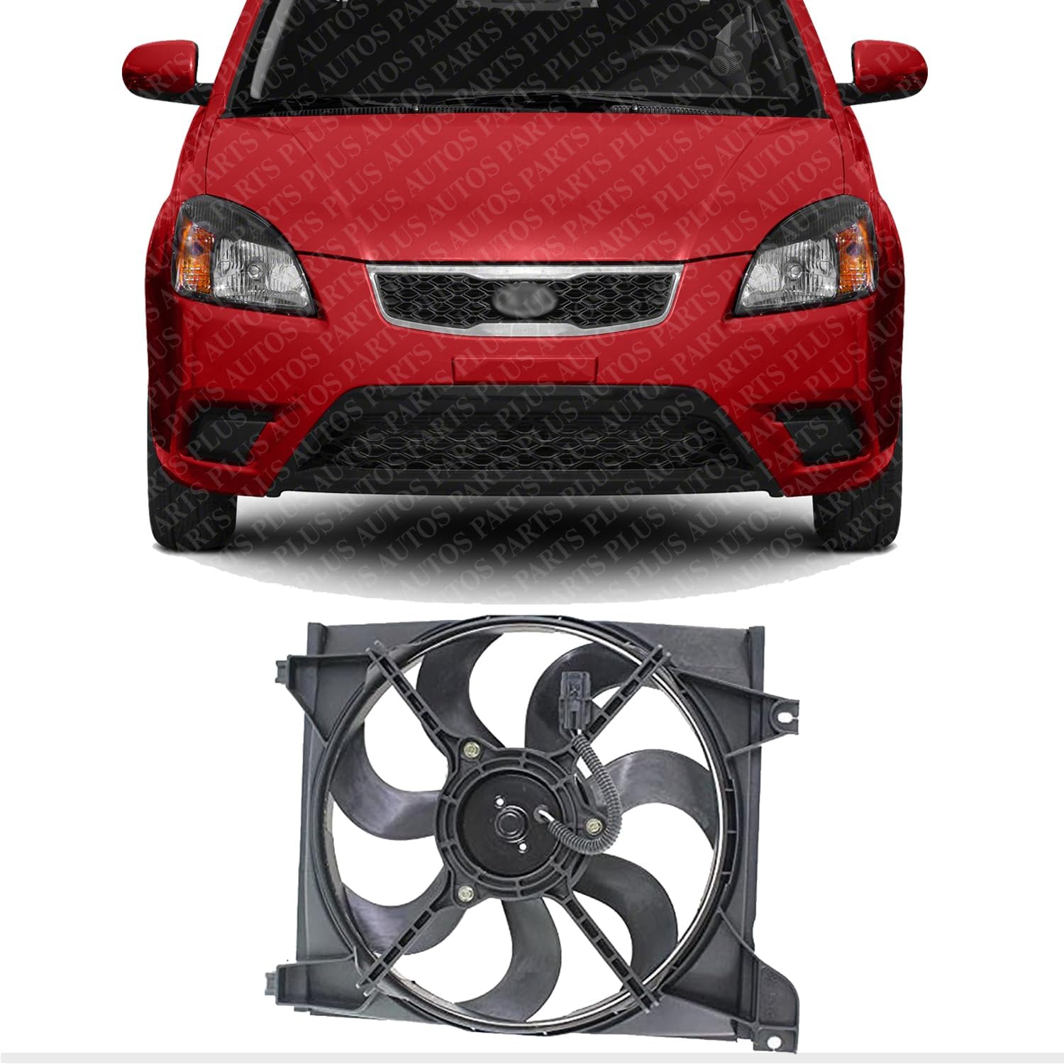 Front Radiator Cooling Fan Left Driver Side Direct Replacement Compatible With 2007-2011 Kia Rio / Rio5 KI3115132 253801G101