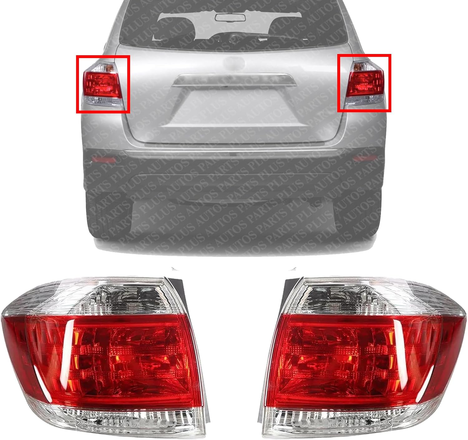Set Of 2 Tail Light Assembly Left Driver & Right Passenger Side Direct Replacement Compatible With 2011-2013 Toyota Highlander TO2801185 TO2800185 815500E070 815600E070