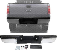 Step Bumper Assembly Chrome Steel Without Object Sensor Holes Direct Replacement Compatible With 2013-2016 Ford F-Series Super Duty FO1103176 9C3Z17906B-PFM