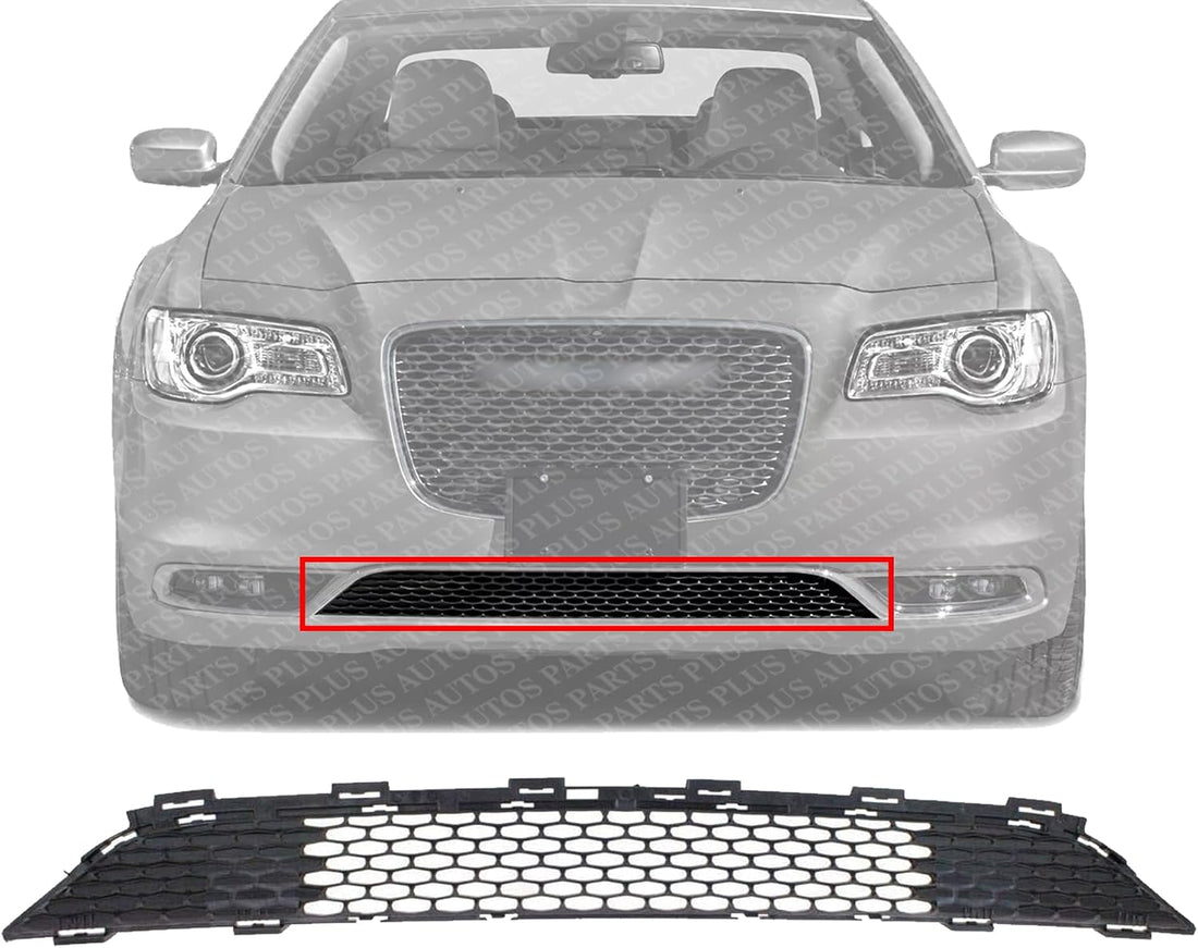 Front Bumper Grille With Honey Comb Design Without Parking Aid Sensor Holes Direct Replacement Compatible With 2015-2022 Chrysler 300 CH1036142 68227272AB