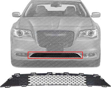 Front Bumper Grille With Honey Comb Design Without Parking Aid Sensor Holes Direct Replacement Compatible With 2015-2022 Chrysler 300 CH1036142 68227272AB
