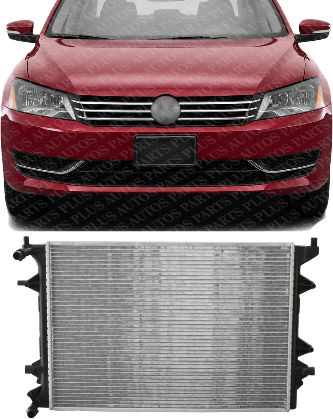 Front Radiator Aluminum Core Direct Replacement Compatible With 2012-2015 Volkswagen Passat / 2013-2016 Jetta VW3010160 1K0121251EB