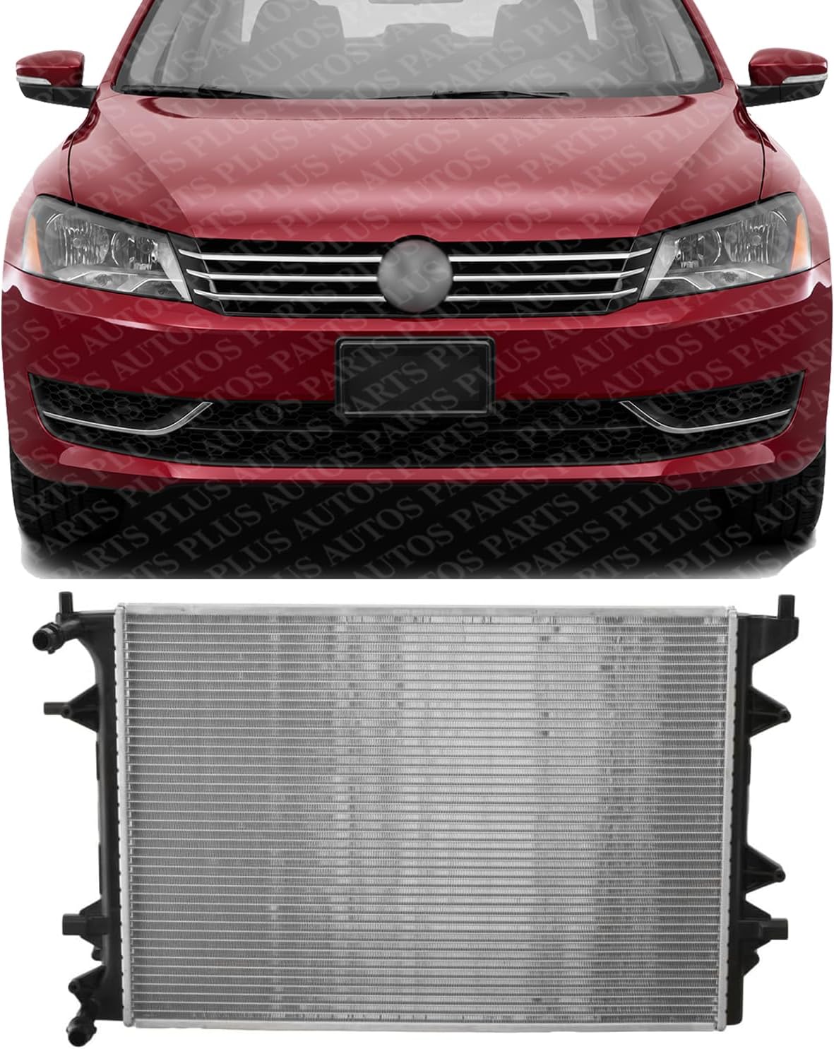 Front Radiator Aluminum Core Direct Replacement Compatible With 2012-2015 Volkswagen Passat / 2013-2016 Jetta VW3010160 1K0121251EB