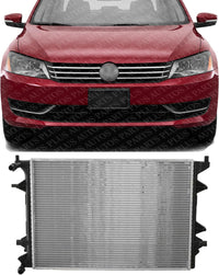 Front Radiator Aluminum Core Direct Replacement Compatible With 2012-2015 Volkswagen Passat / 2013-2016 Jetta VW3010160 1K0121251EB