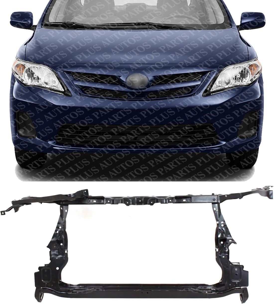 Front Radiator Support Assembly With Hood Latch Steel Direct Replacement Compatible With 2009-2013 Toyota Corolla TO1225283 5320102250-PFM
