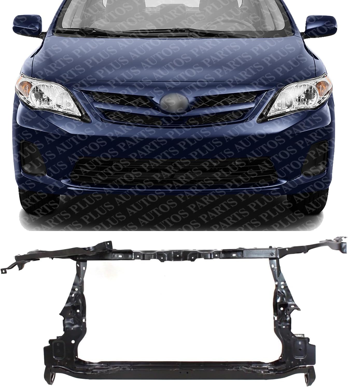 Front Radiator Support Assembly With Hood Latch Steel Direct Replacement Compatible With 2009-2013 Toyota Corolla TO1225283 5320102250-PFM