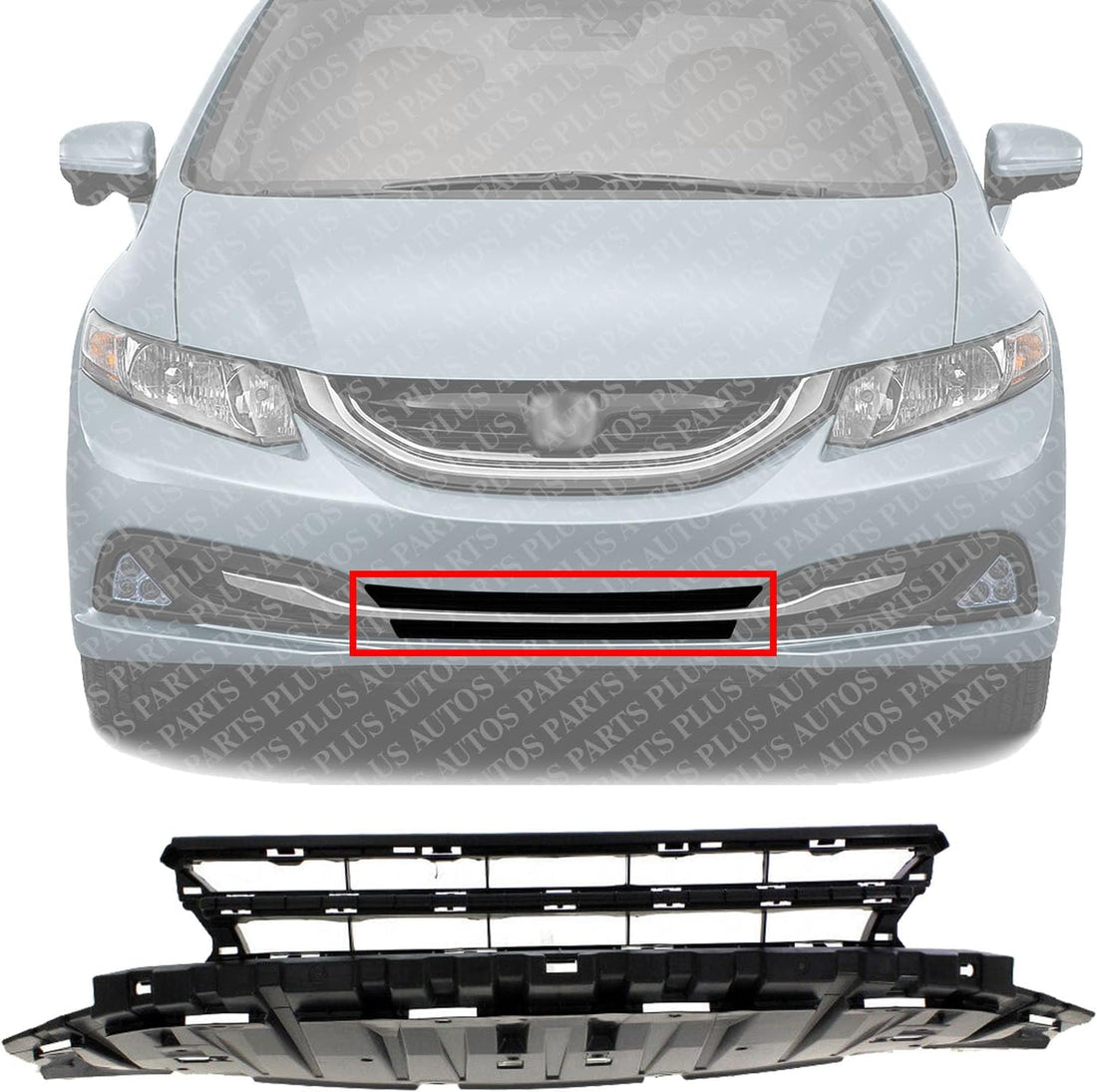 Front Bumper Lower Grille Direct Replacement Compatible With 2013-2015 Honda Civic HO1036113 71105TR3A51