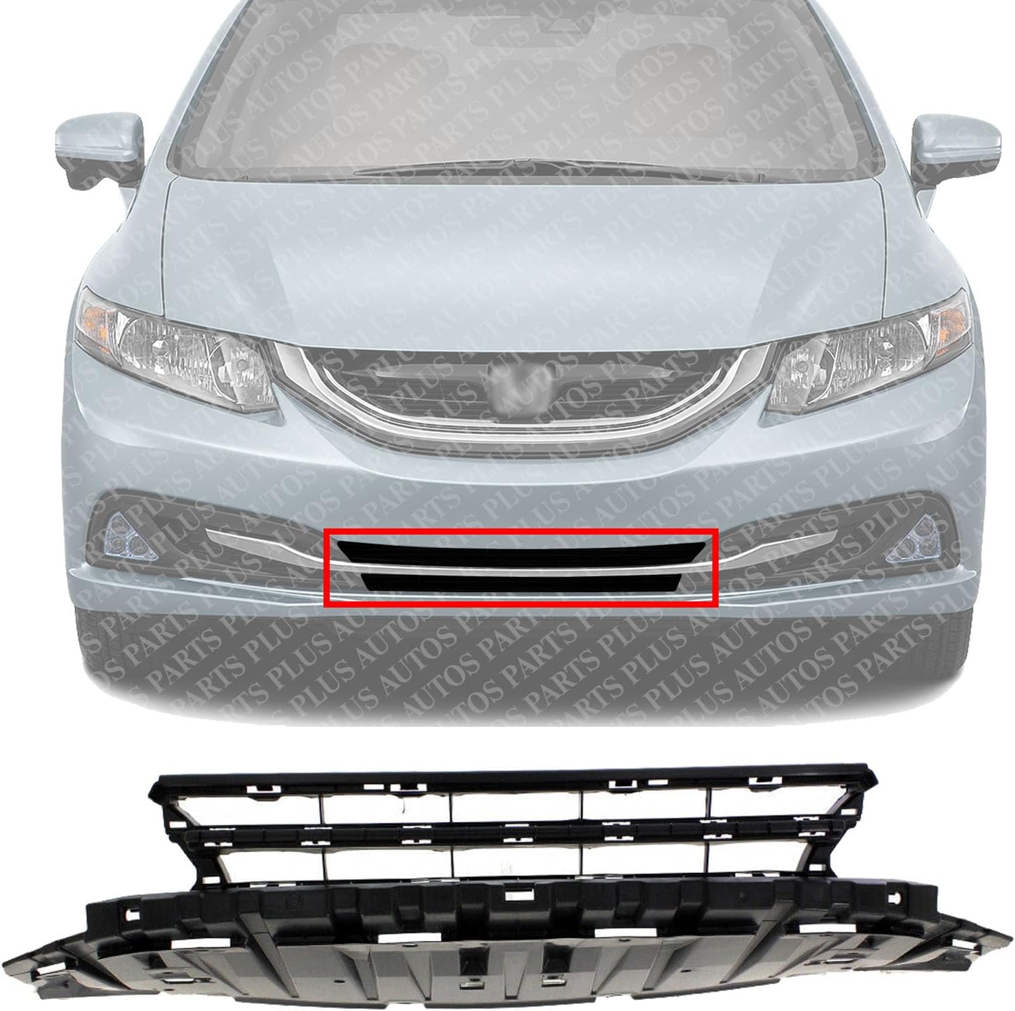 Front Bumper Lower Grille Direct Replacement Compatible With 2013-2015 Honda Civic HO1036113 71105TR3A51