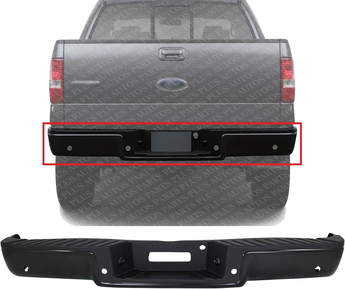 Step Bumper Assembly Primed Steel Hitch Style With Rear Object Sensor Holes Direct Replacement Compatible With 2006-2008 Ford F-Series FO1103139 8L3Z17906EPTM-PFM