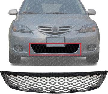 Front Bumper Grille Textured Plastic Direct Replacement Compatible With 2004-2006 Mazda 3 MA1036115 BN8F501T1A